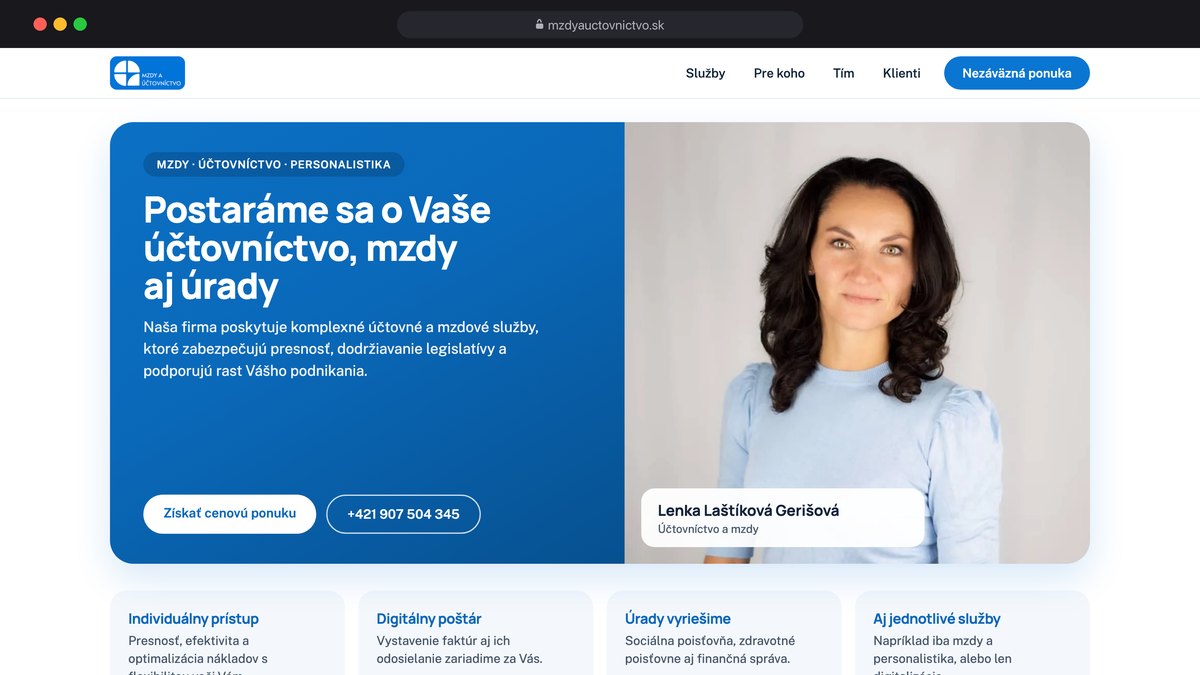 Web Mzdy a účtovníctvo, účtovná kancelária v Dolnom Kubíne